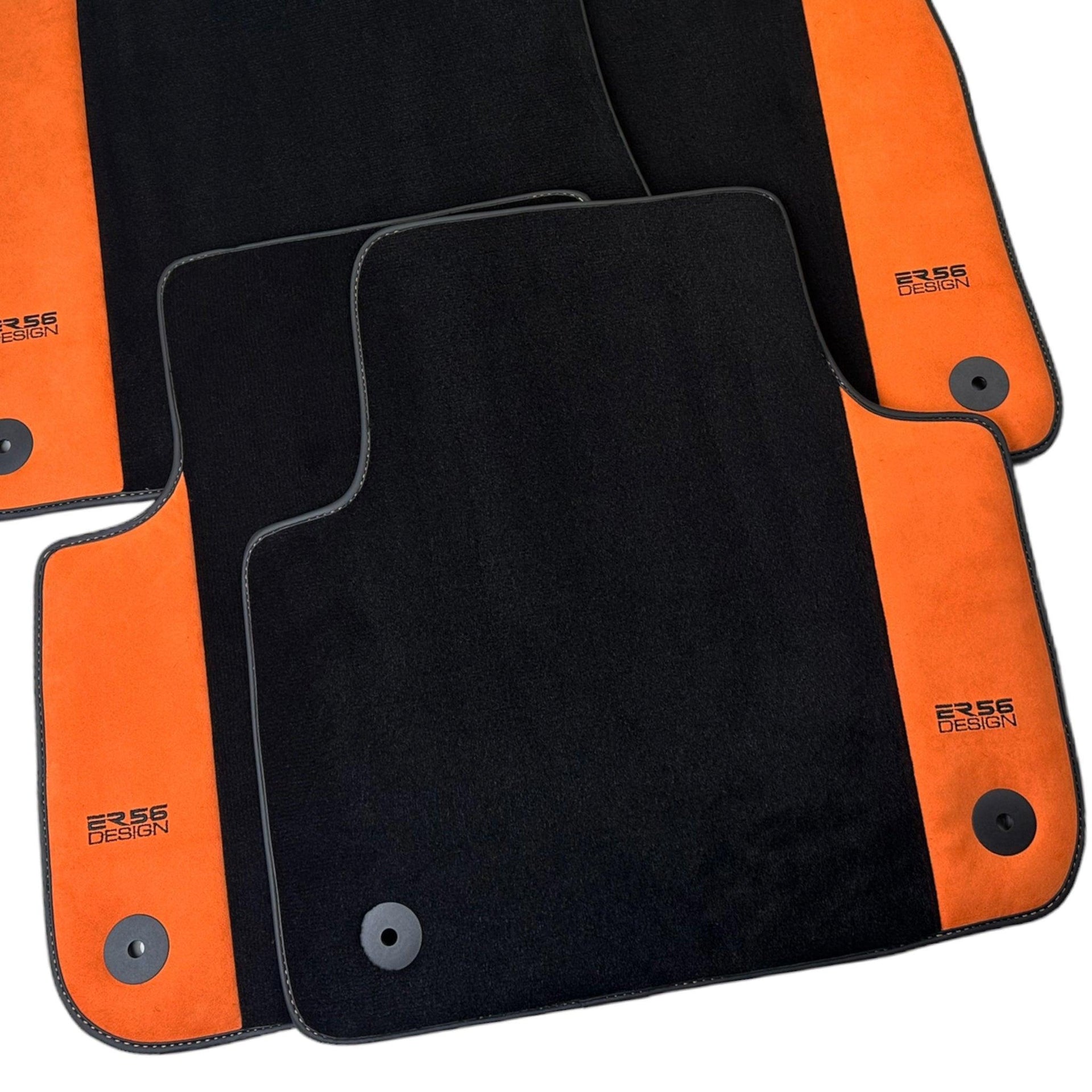 Black Floor Mats for Audi e-tron GT (2021-2024) With Orange Alcantara | ER56 Design - AutoWin