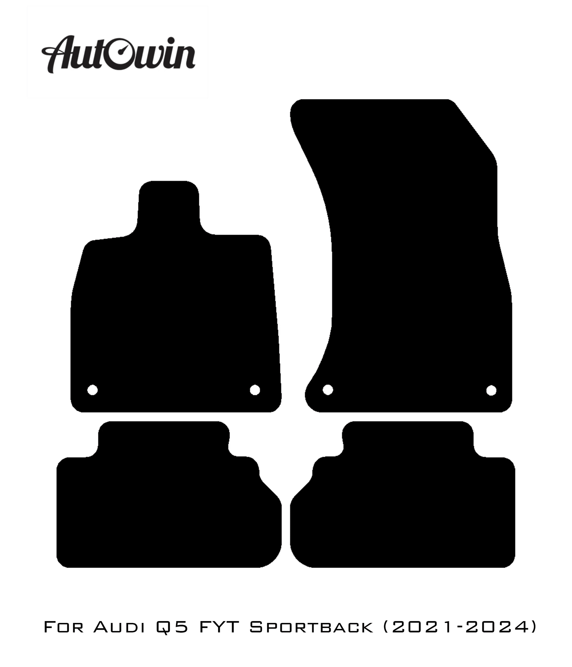 Black Floor Mats for Audi Q5 FYT Sportback (2021-2024) With Orange Alcantara | ER56 Design - AutoWin