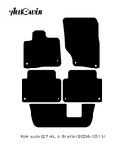 Black Floor Mats for Audi Q7 4L (2006-2015) With Orange Alcantara | ER56 Design - AutoWin