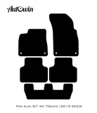 Black Floor Mats for Audi Q7 4M (2019-2023) With Orange Alcantara | ER56 Design - AutoWin