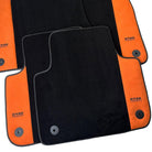 Black Floor Mats for Audi Q7 4M (2019-2023) With Orange Alcantara | ER56 Design - AutoWin