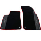 Black Floor Mats for Bentley Mulsanne (2010-2020) with Leather | Red Trim - AutoWin