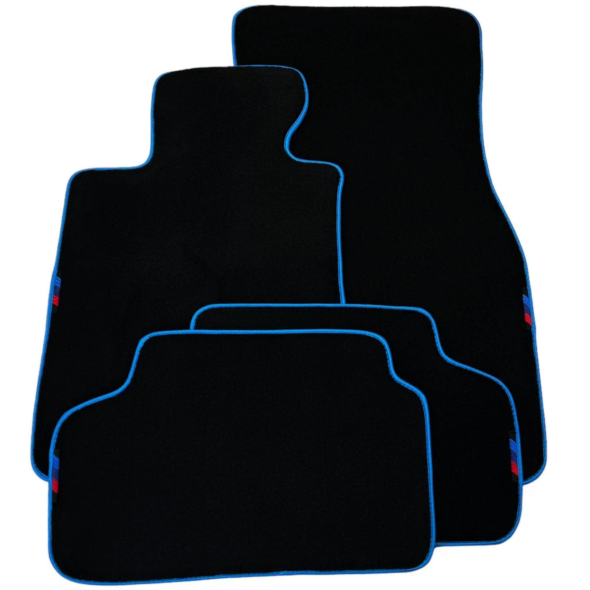 Black Floor Mats For BMW 5 Series F11 | Sky Blue Trim - AutoWin