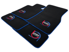 Black Floor Mats For BMW 7 Series E32 ER56 Design Limited Edition Blue Trim - AutoWin