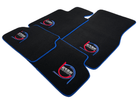 Black Floor Mats For BMW M5 Series F90 ER56 Design With Blue Trim - AutoWin