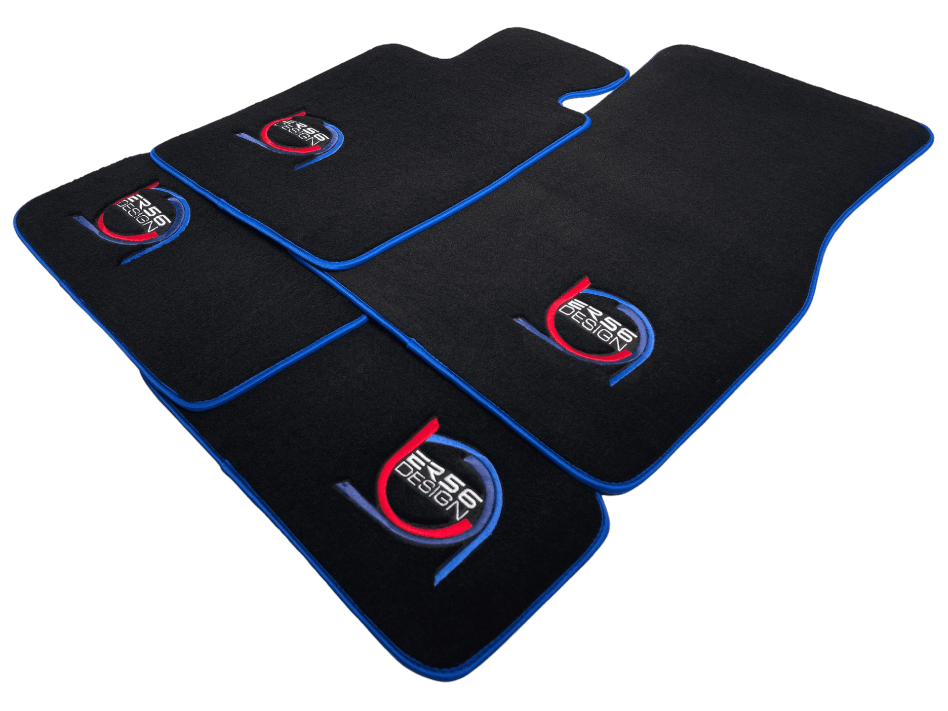 Black Floor Mats For BMW X6M E71 SUV ER56 Design Limited Edition Blue Trim - AutoWin