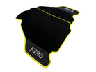 Black Floor Mats For Ferrari F430 2004-2009 With Carbon Fiber Leather Yellow Trim - AutoWin