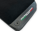 Black Floor Mats for Lamborghini Aventador With Carbon Fiber Leather - AutoWin