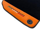 Black Floor Mats for Lamborghini Aventador With Orange Alcantara Leather - AutoWin