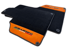 Black Floor Mats for Lamborghini Gallardo With Orange Alcantara Leather - AutoWin