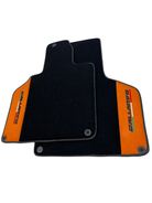 Black Floor Mats for Lamborghini Gallardo With Orange Alcantara Leather - AutoWin