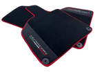 Black Floor Mats for Lamborghini Huracan with Alcantara Leather And Red Trim - AutoWin