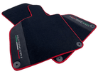 Black Floor Mats for Lamborghini Huracan with Alcantara Leather And Red Trim - AutoWin