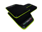 Black Floor Mats for Lamborghini Huracan With Alcantara Leather Green Trim - AutoWin