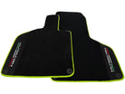Black Floor Mats for Lamborghini Huracan With Alcantara Leather Green Trim - AutoWin