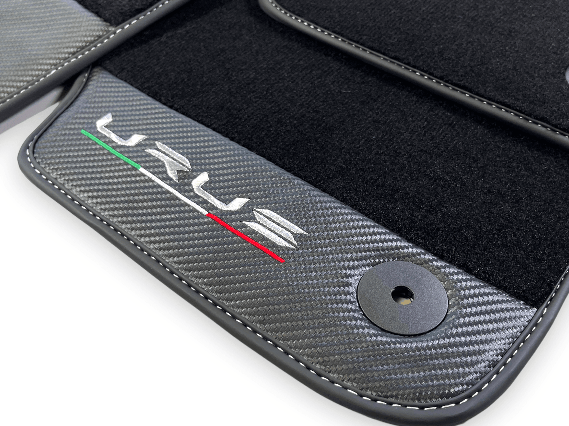 Black Floor Mats For Lamborghini Urus With Carbon Fiber Leather - AutoWin