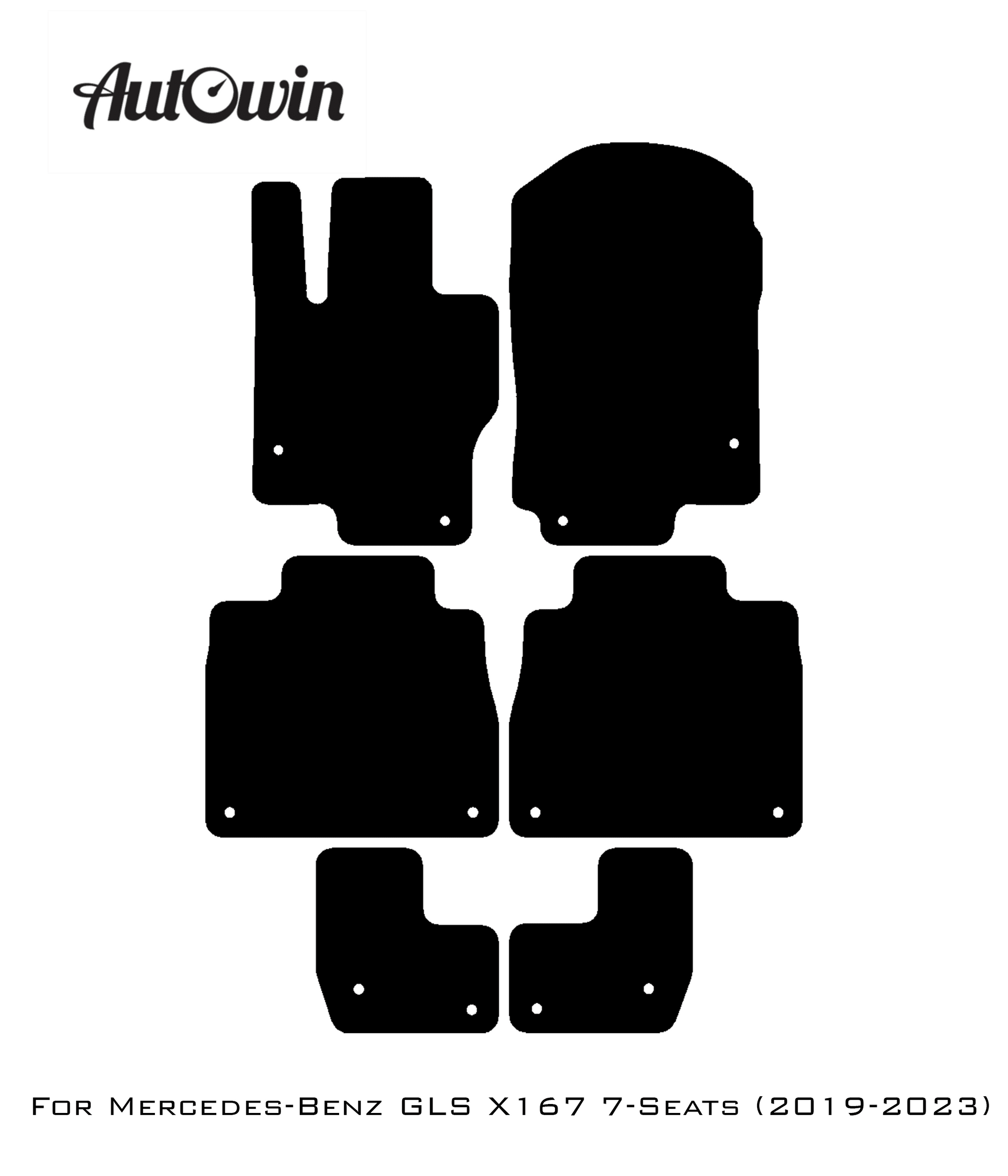 Black Floor Mats For Mercedes Benz GLS-Class X167 (2019-2023) | Fighter Jet Edition - AutoWin