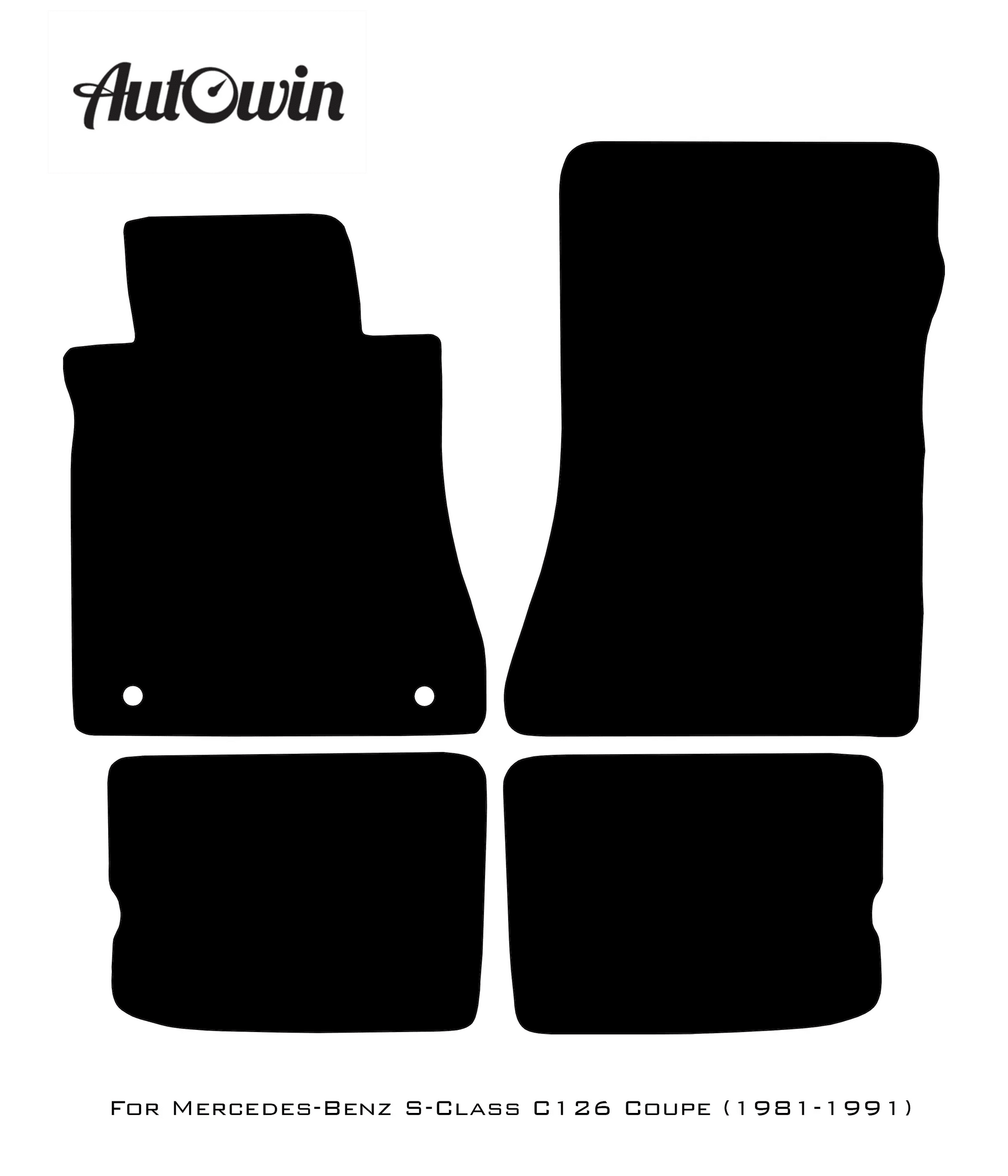 Black Floor Mats For Mercedes Benz S-Class C126 Coupe (1981-1991) | Fighter Jet Edition - AutoWin