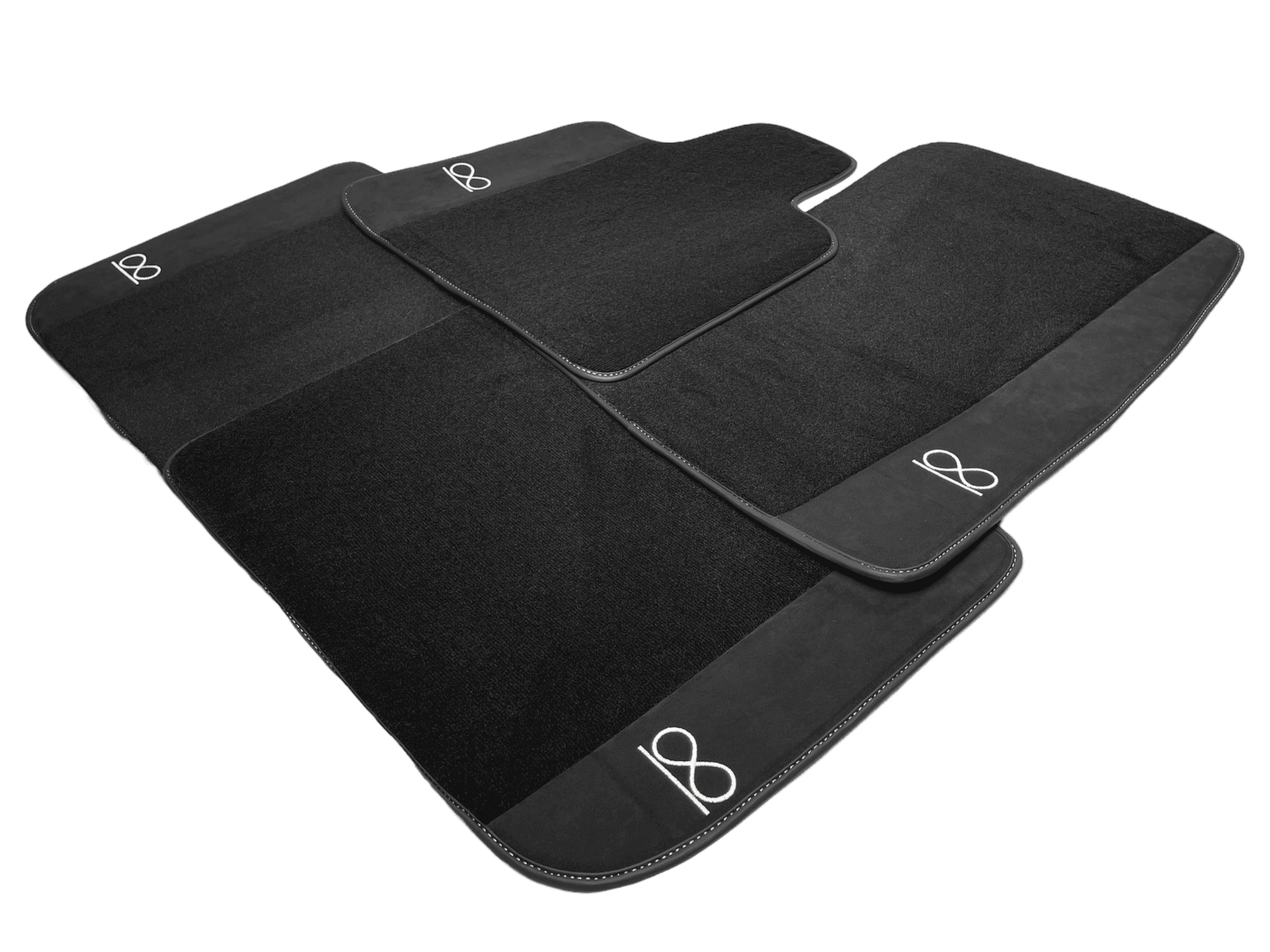 Black Floor Mats For Rolls Royce Black Badge Ghost Fluorescent Logo - AutoWin