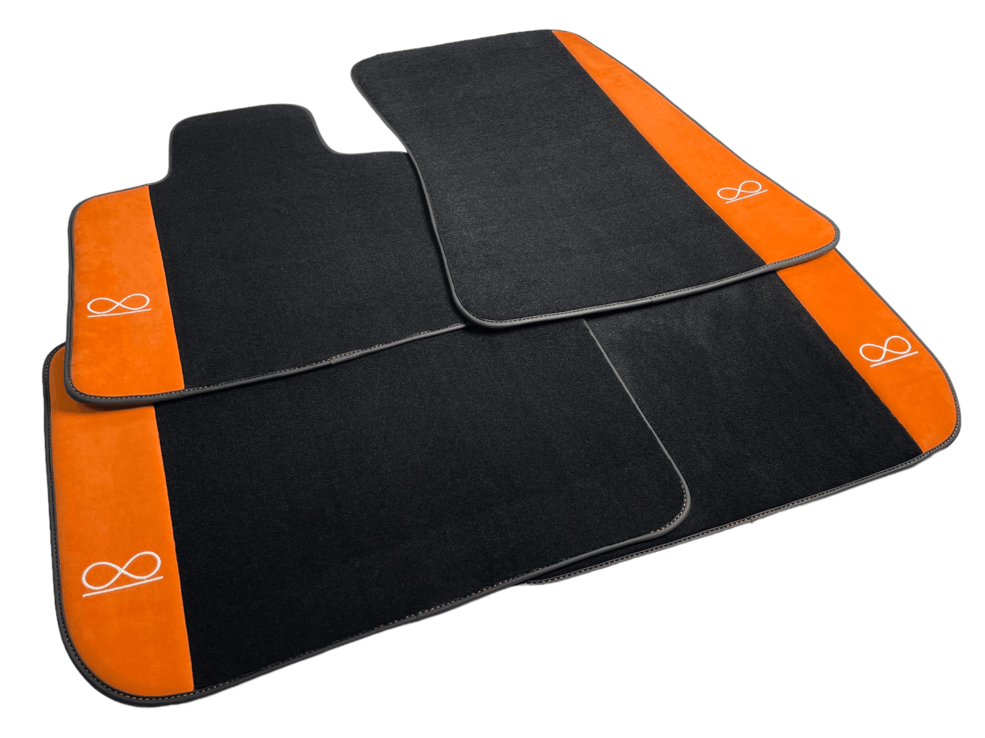 Black Floor Mats For Rolls Royce Black Badge Ghost Orange Alcantara - AutoWin
