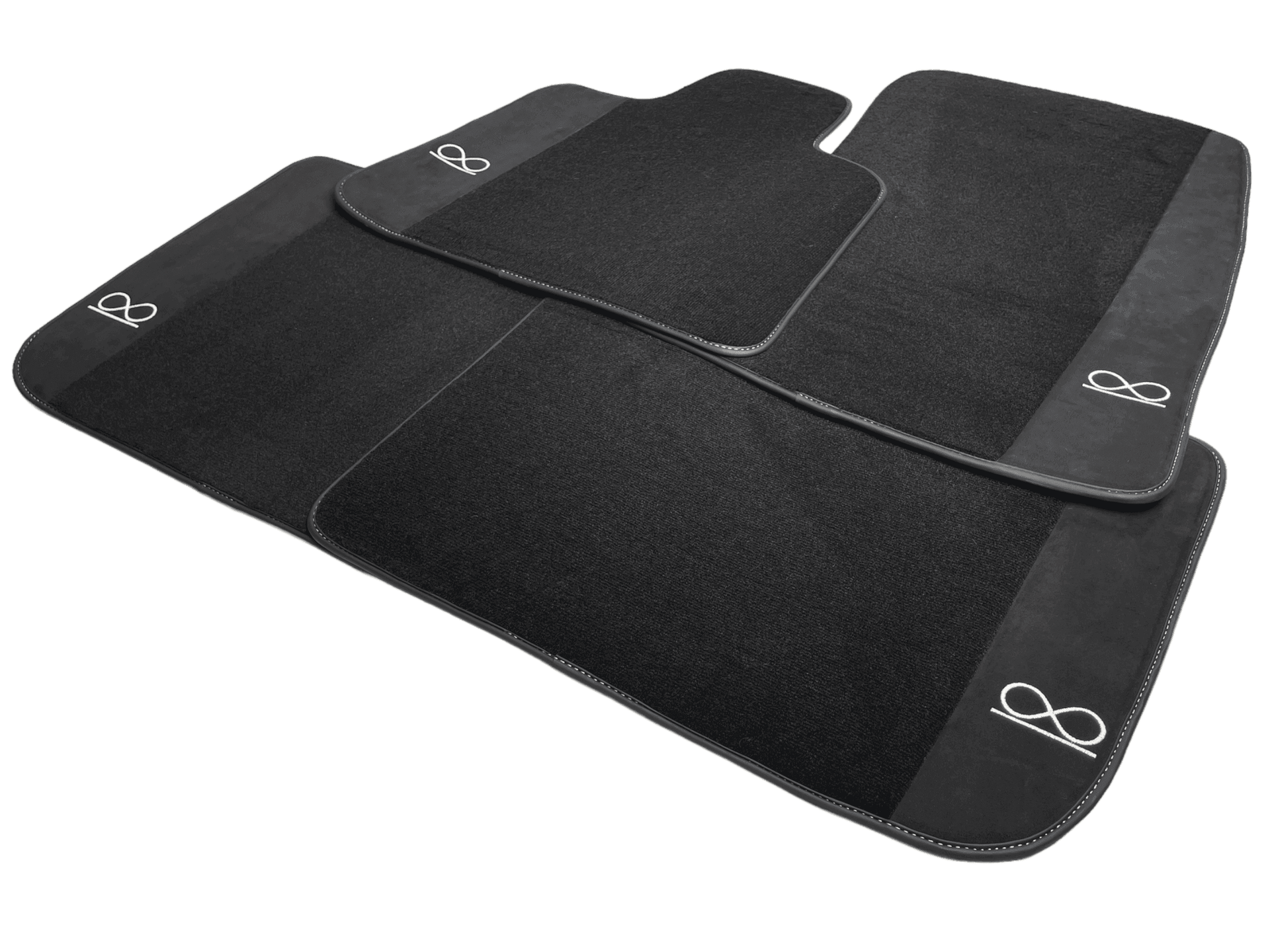Black Floor Mats For Rolls Royce Black Badge Phantom Drophead Fluorescent Logo - AutoWin