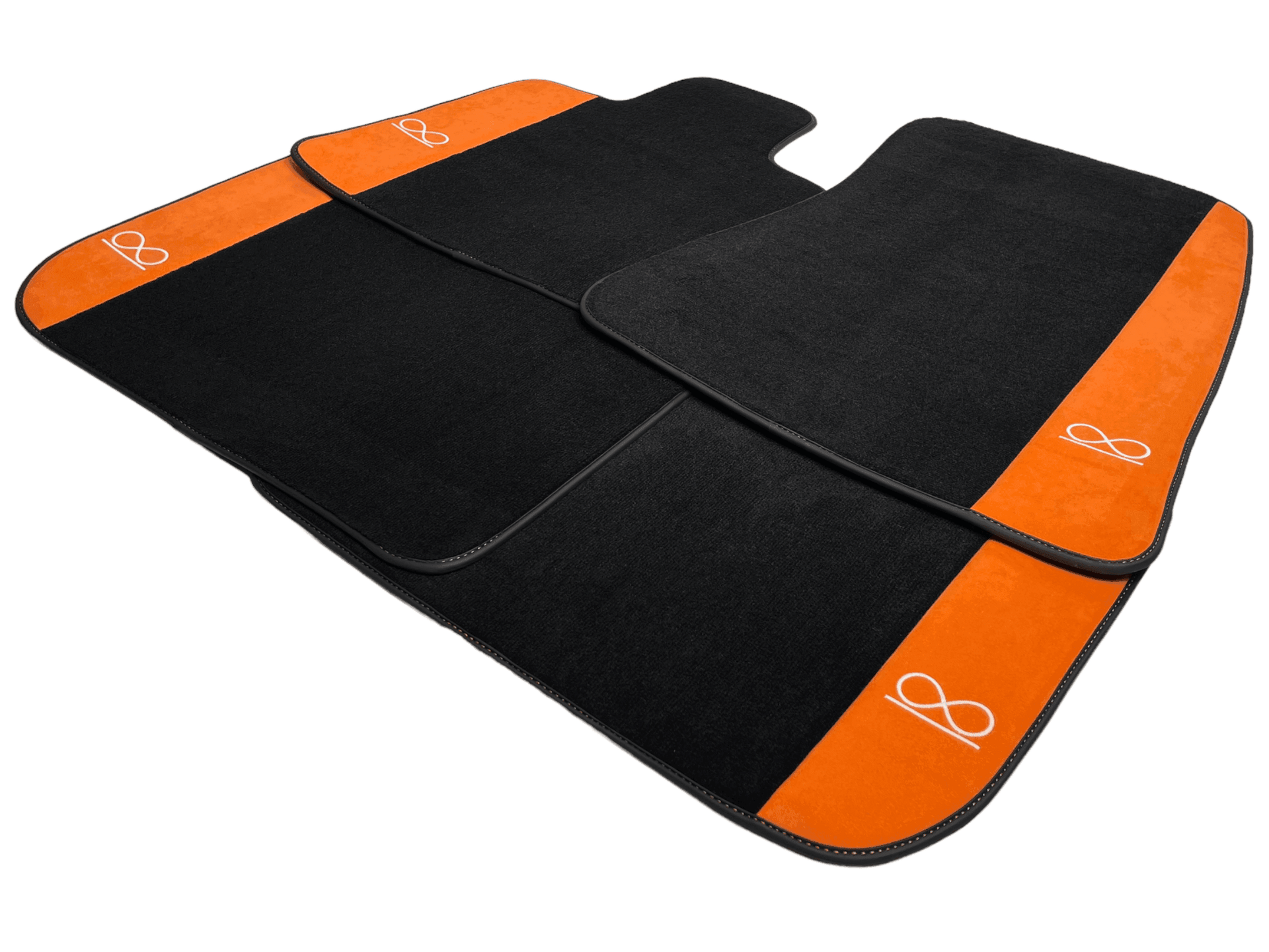 Black Floor Mats For Rolls Royce Black Badge Phantom Drophead Orange Alcantara - AutoWin