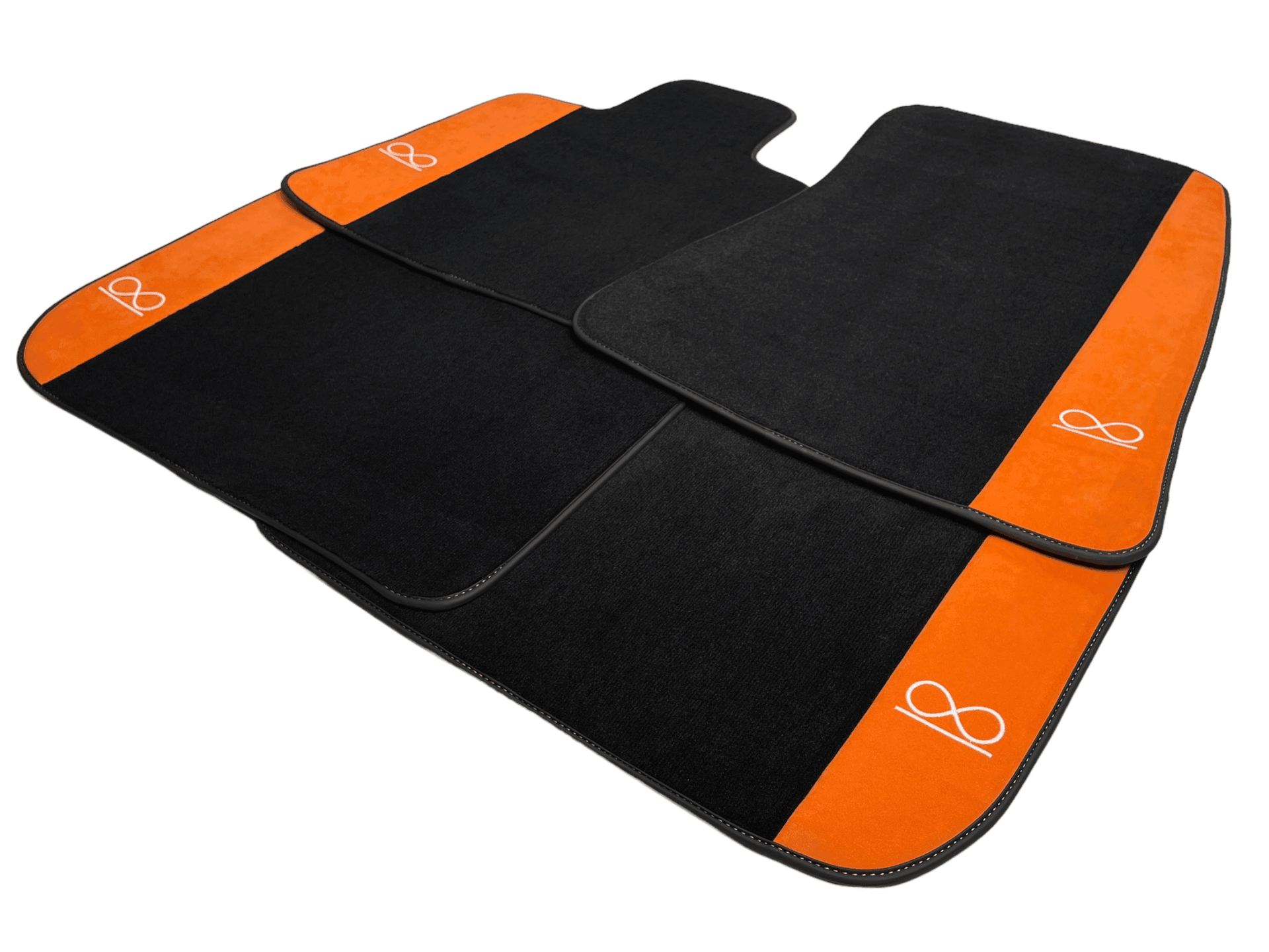 Black Floor Mats For Rolls Royce Black Badge Phantom Orange Alcantara - AutoWin