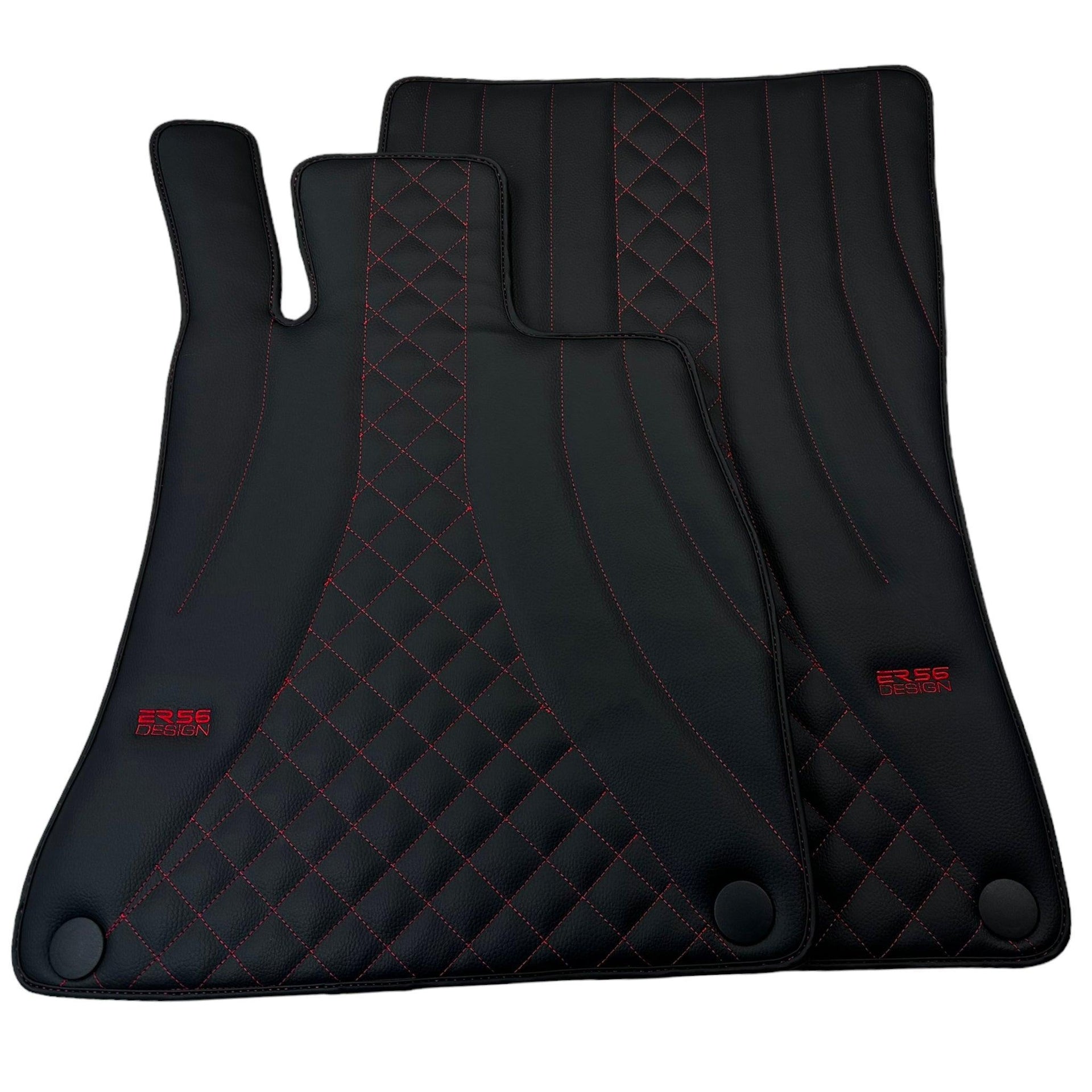 Black Leather Floor Mats For Mercedes Benz EQE-Class V295 (2022-2023) | ER56 Design - AutoWin
