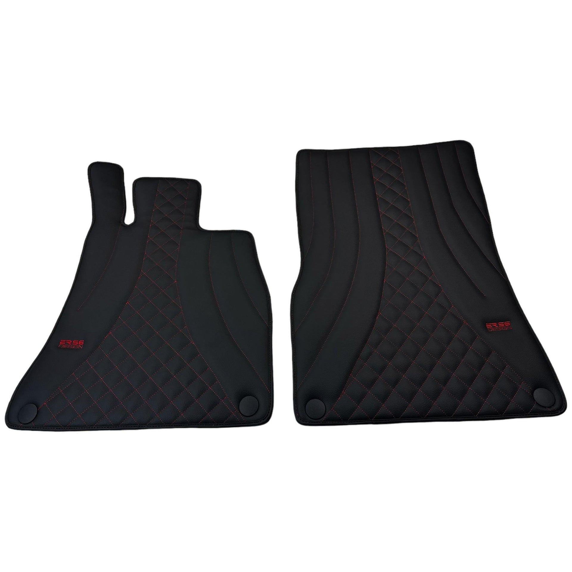 Black Leather Floor Mats For Mercedes Benz GLC-Class C253 Coupe (2020-2023) Hybrid | ER56 Design - AutoWin