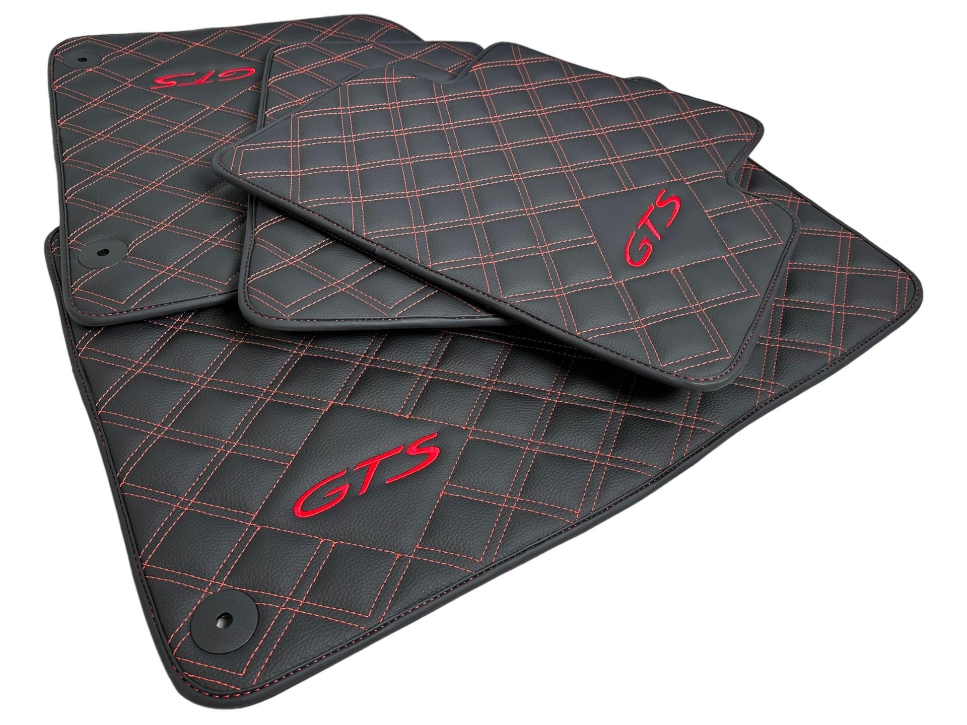 Black Leather Floor Mats for Porsche Macan GTS - AutoWin