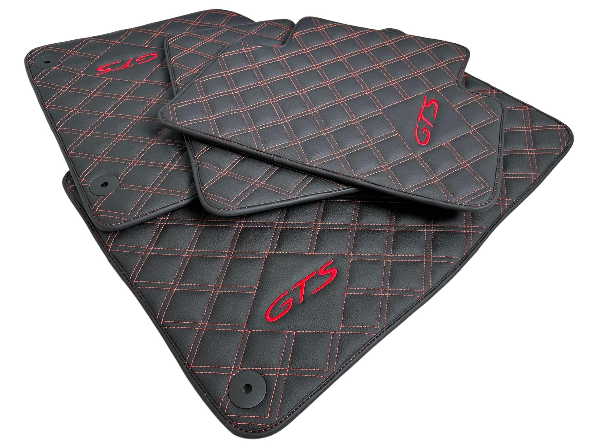 Black Leather Floor Mats for Porsche Macan GTS - AutoWin