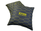 Black Leather Pillows ER56 Design Set of 2 Yellow Sewing - AutoWin