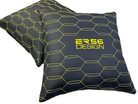 Black Leather Pillows ER56 Design Set of 2 Yellow Sewing - AutoWin