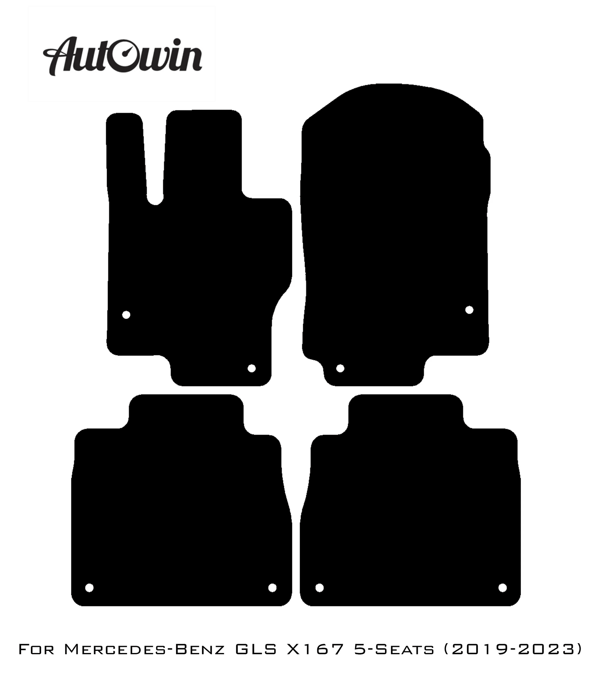 Black Luxury Floor Mats For Mercedes Benz GLS-Class X167 (2019-2023) | ER56 Design - AutoWin