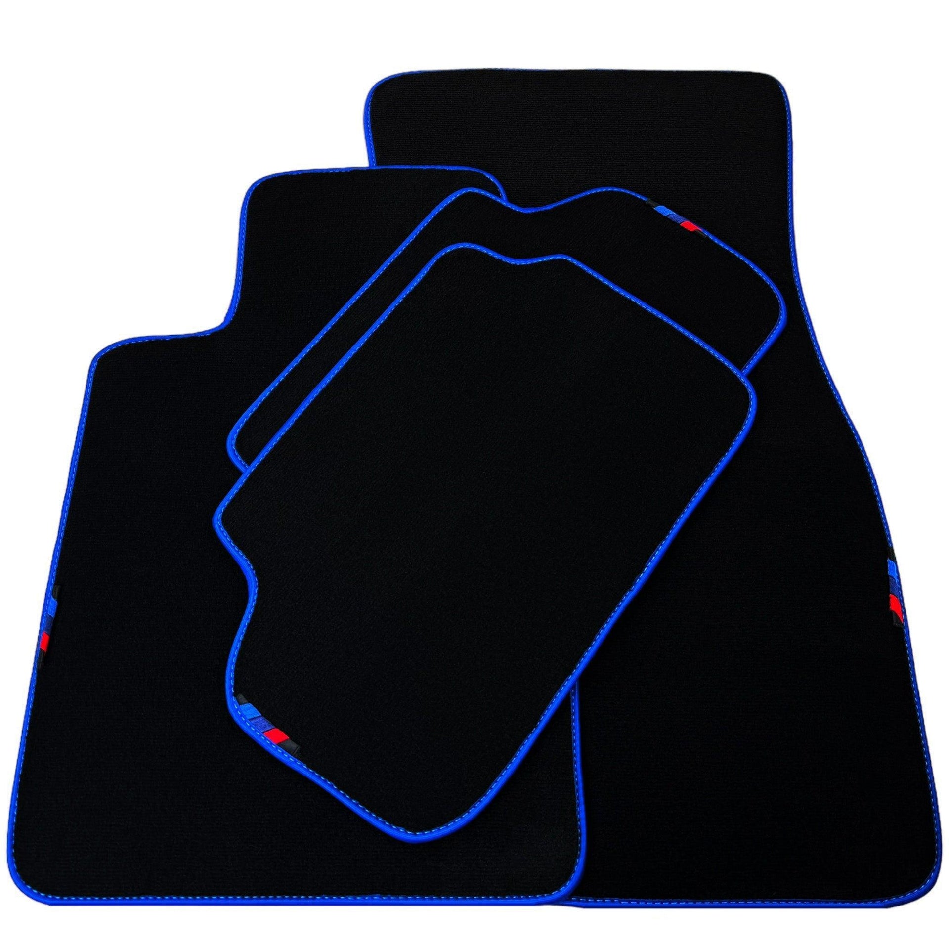Black Mats For BMW M3 4-door E90 | Blue Trim - AutoWin