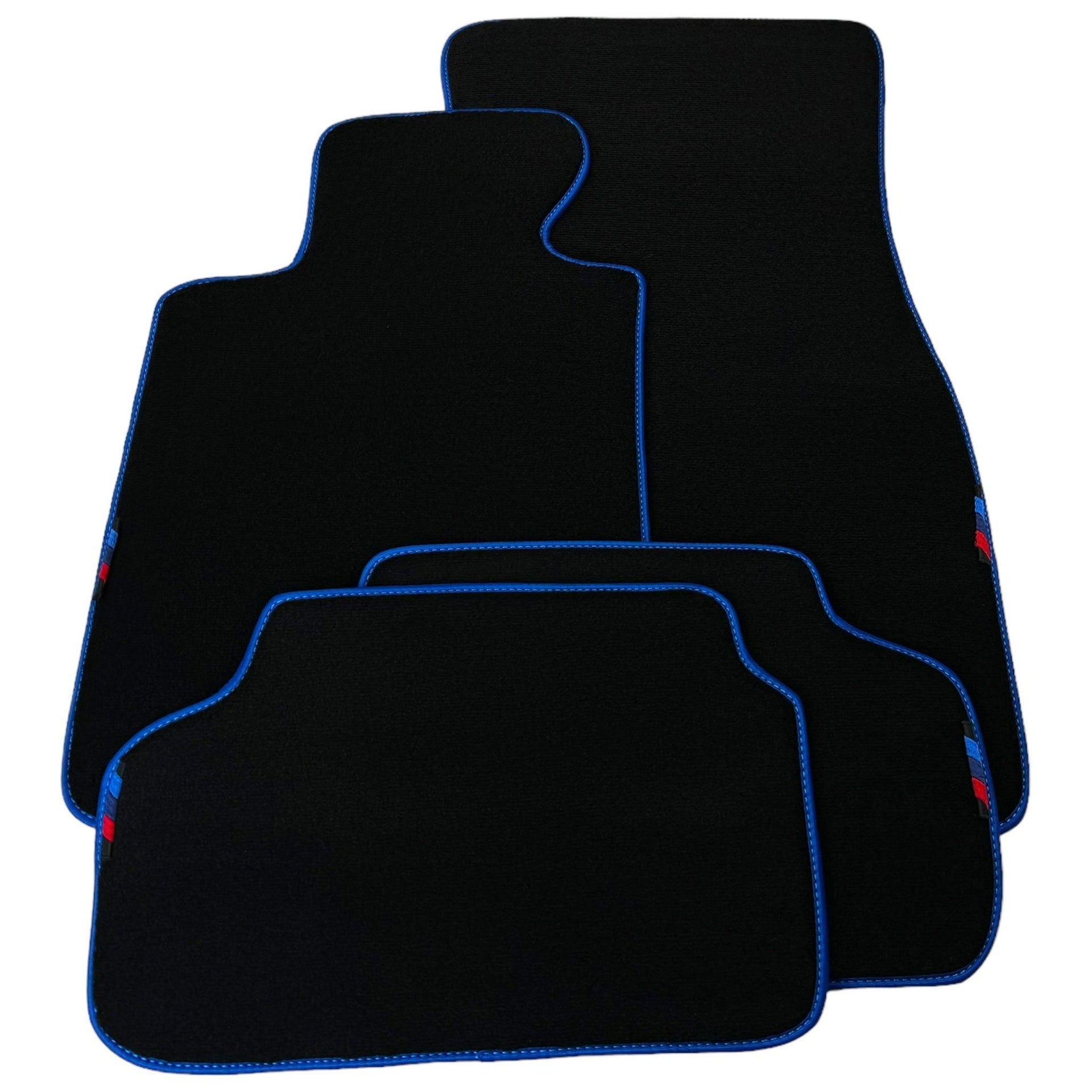 Black Mats For BMW M3 E46 | Blue Trim - AutoWin