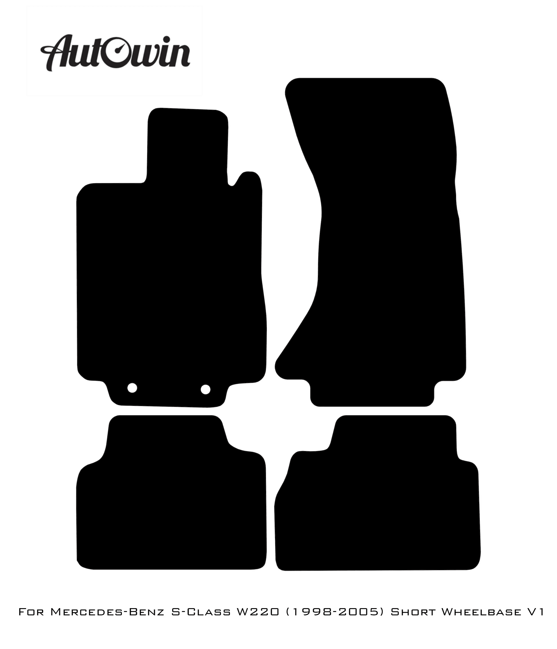 Black Sheepskin Floor Mats For Mercedes Benz S-Class W220 (1998-2005) Short Wheelbase | ER56 Design - AutoWin