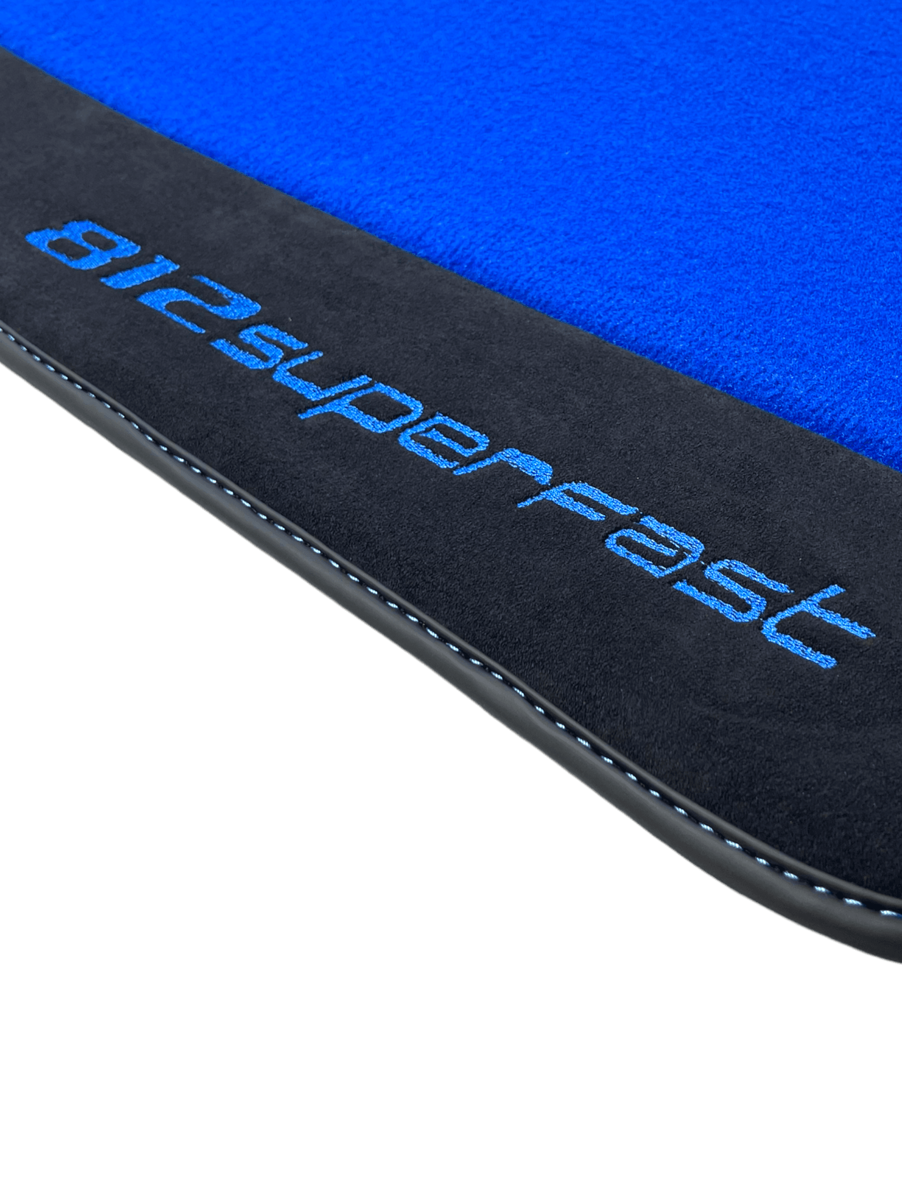 Blue Floor Mats For Ferrari 812 Superfast With Alcantara Leather - AutoWin