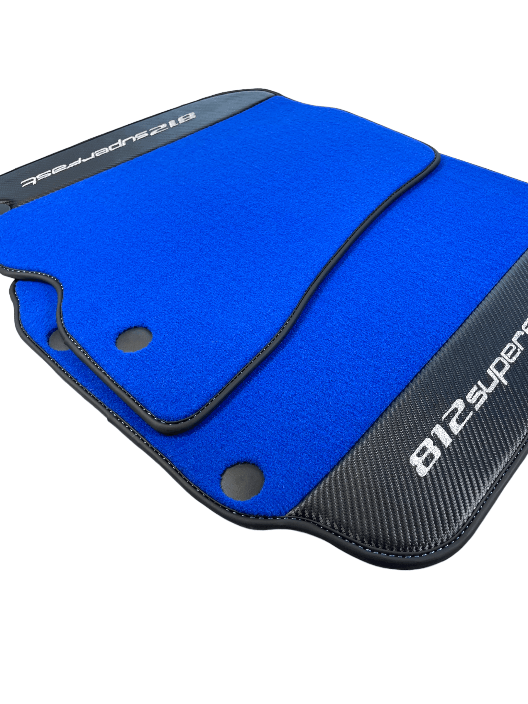 Blue Floor Mats For Ferrari 812 Superfast With Carbon Fiber Leather - AutoWin