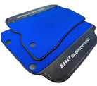 Blue Floor Mats For Ferrari 812 Superfast With Carbon Fiber Leather - AutoWin