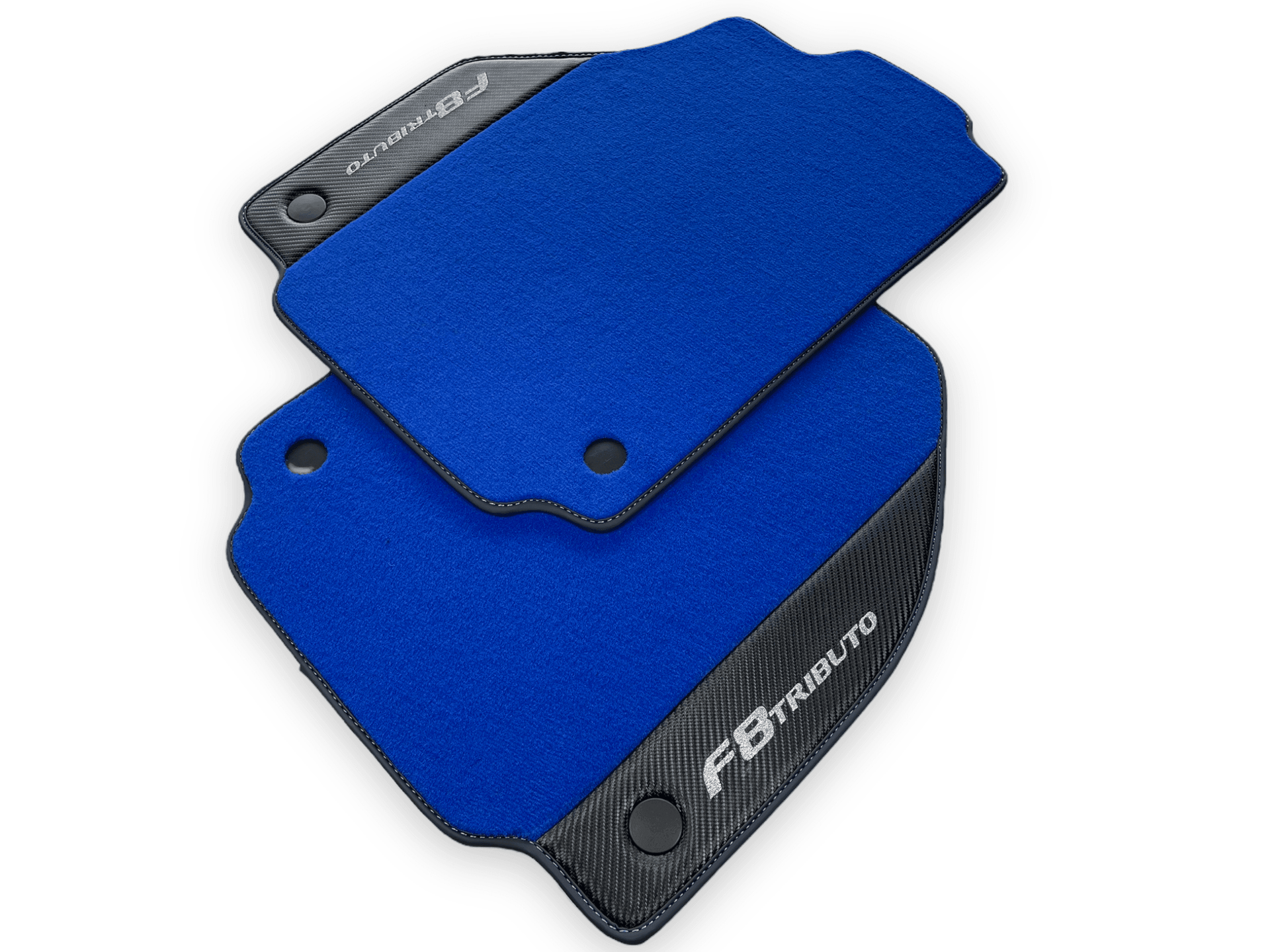 Blue Floor Mats For Ferrari F8 Tributo 2019-2022 With Carbon Leather - AutoWin