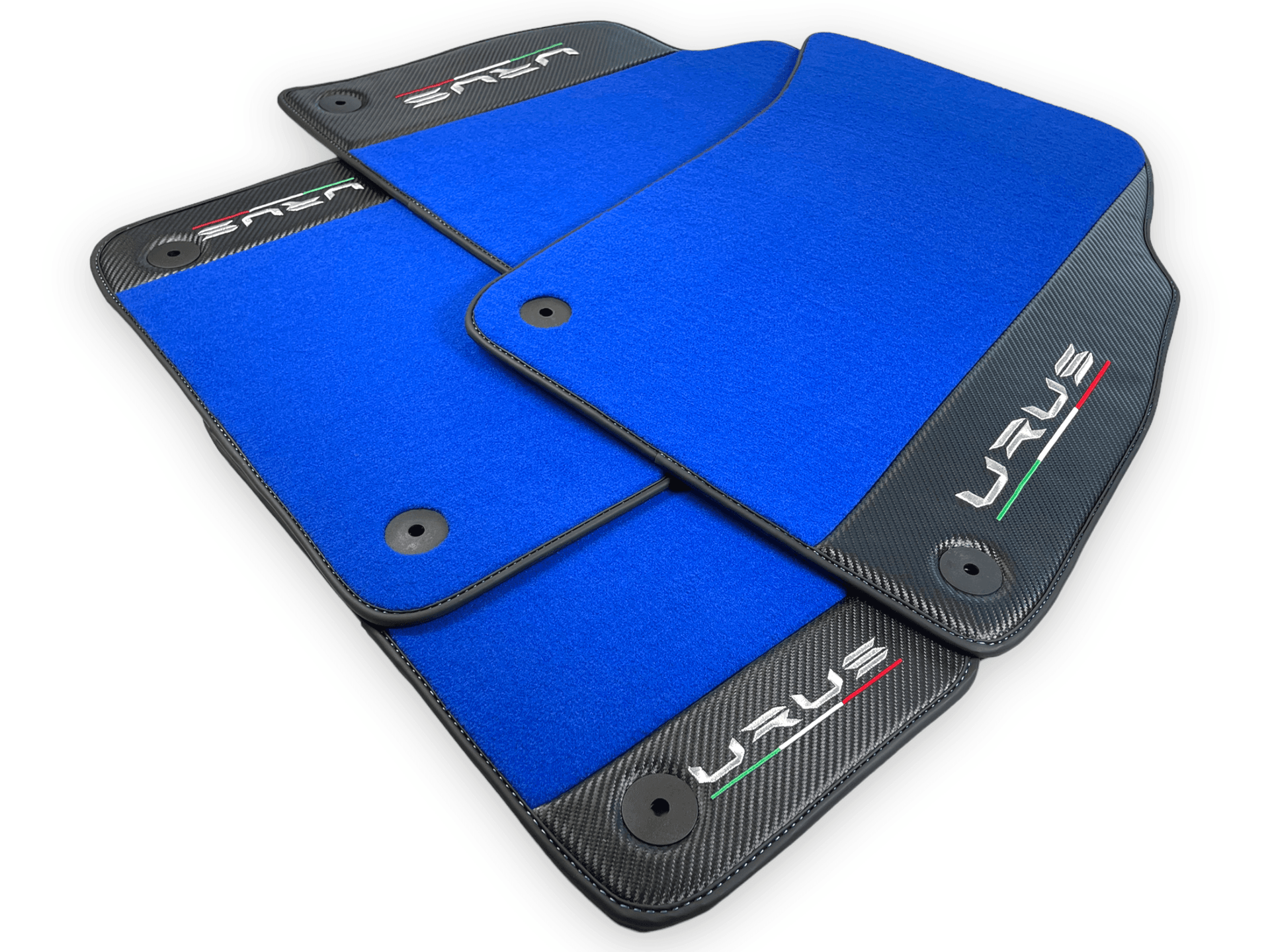 Blue Floor Mats For Lamborghini Urus With Carbon Leather - AutoWin