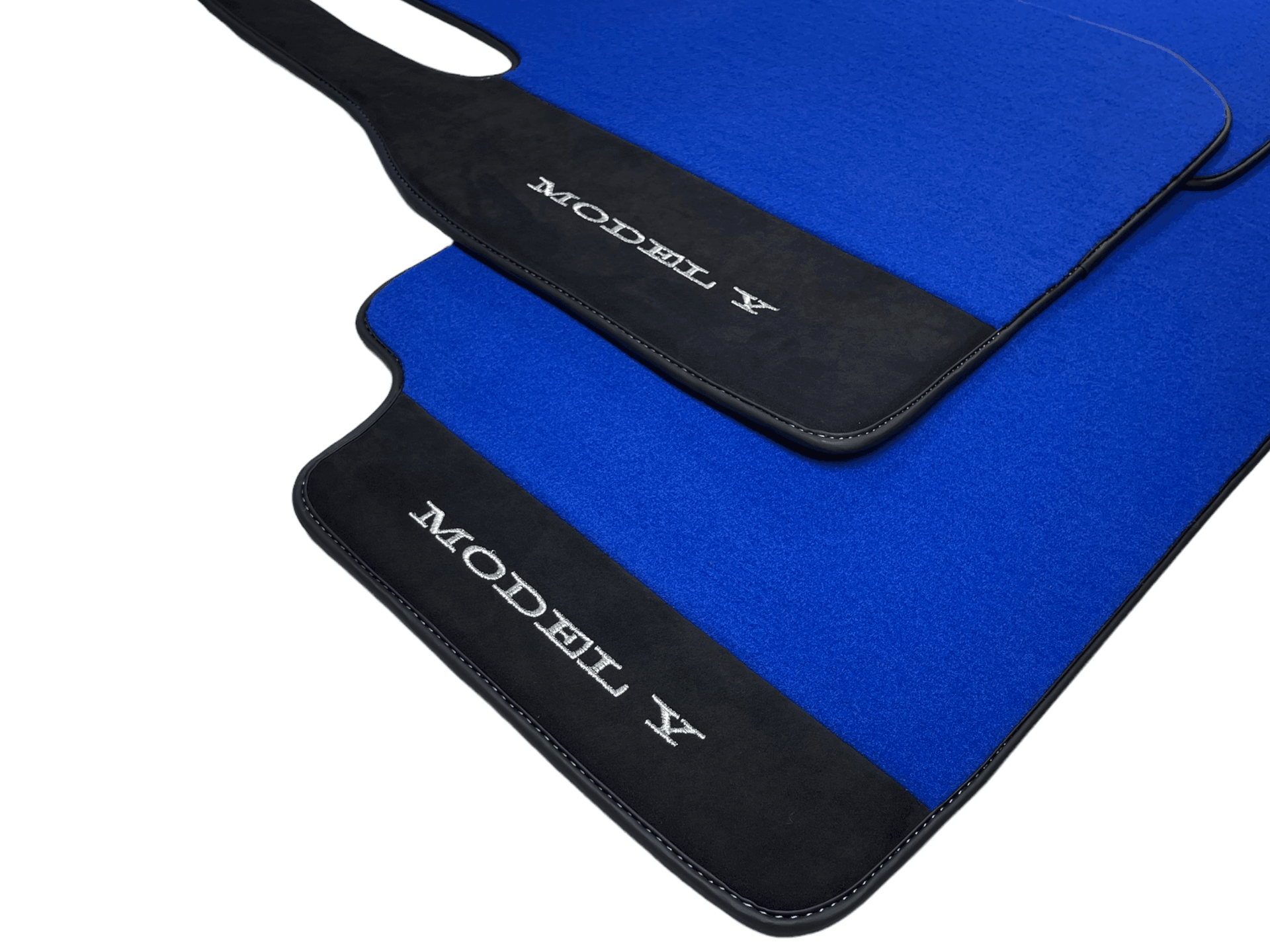 Blue Floor Mats For Tesla Model Y With Alcantara Leather - AutoWin