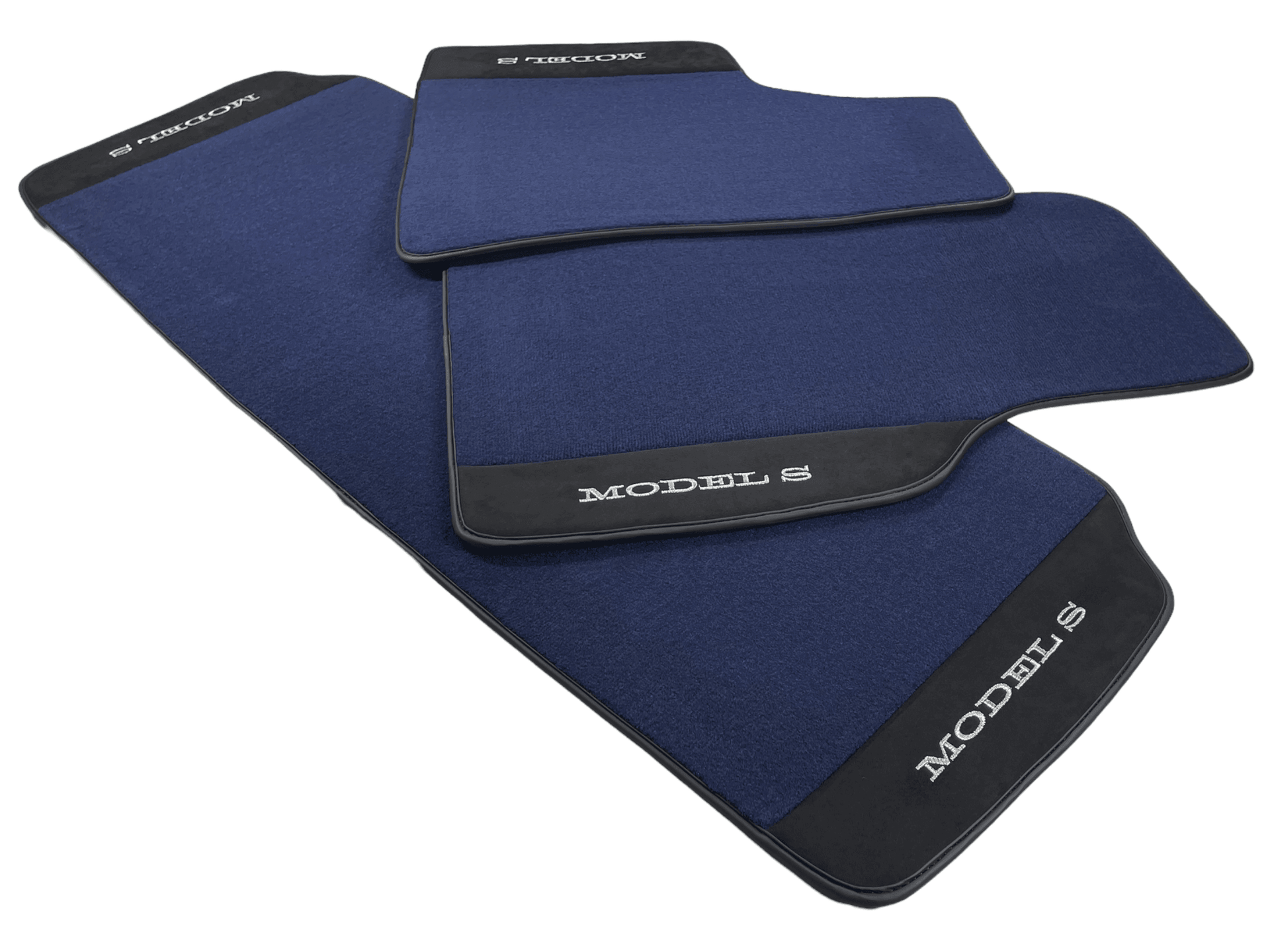 Dark Blue Floor Mats For Tesla Model S With Alcantara Leather - AutoWin