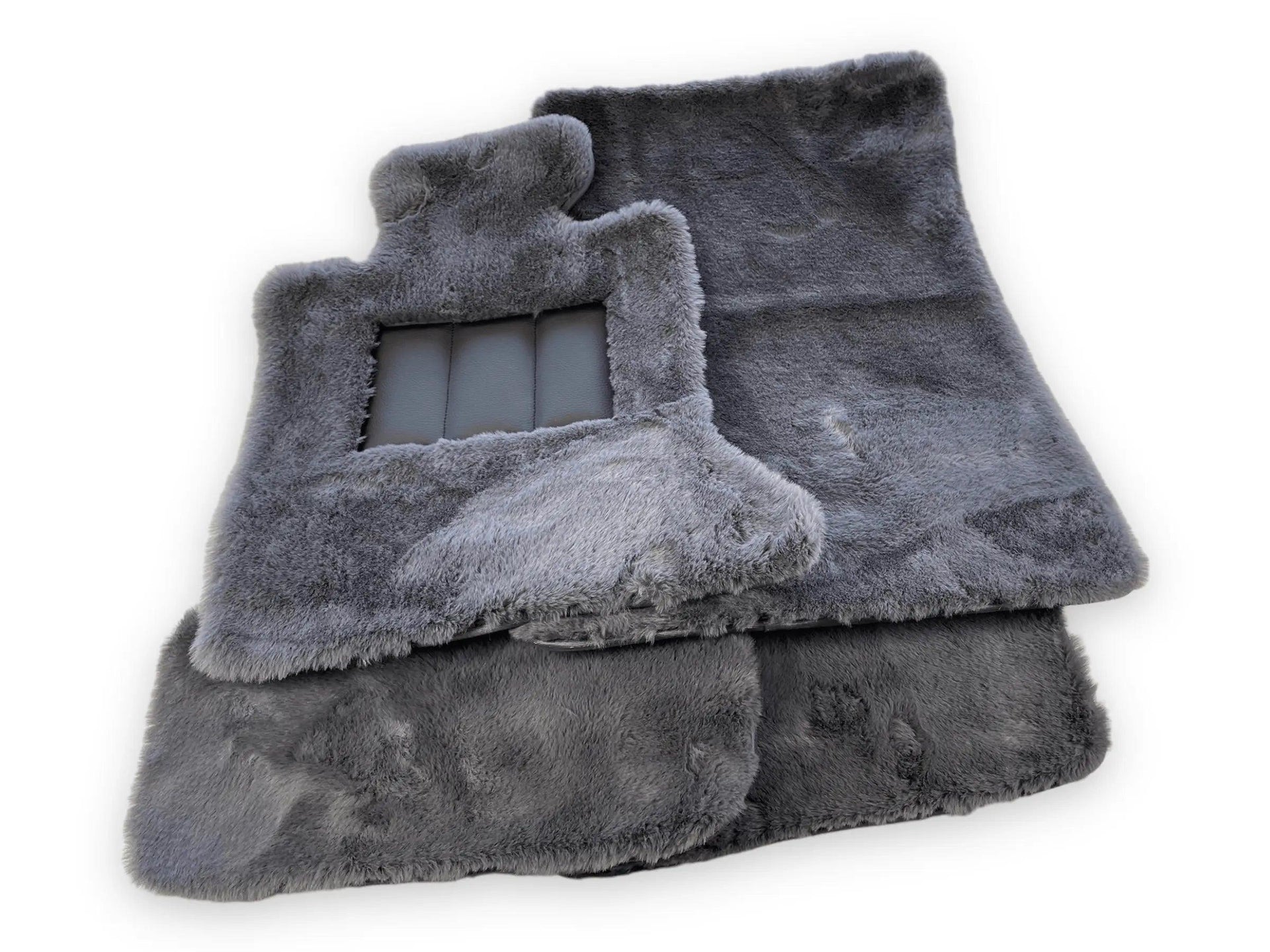 Dark Gray Sheepskin Floor Mats For Bentley Flying Spur (2013-2019) Design Brand - AutoWin