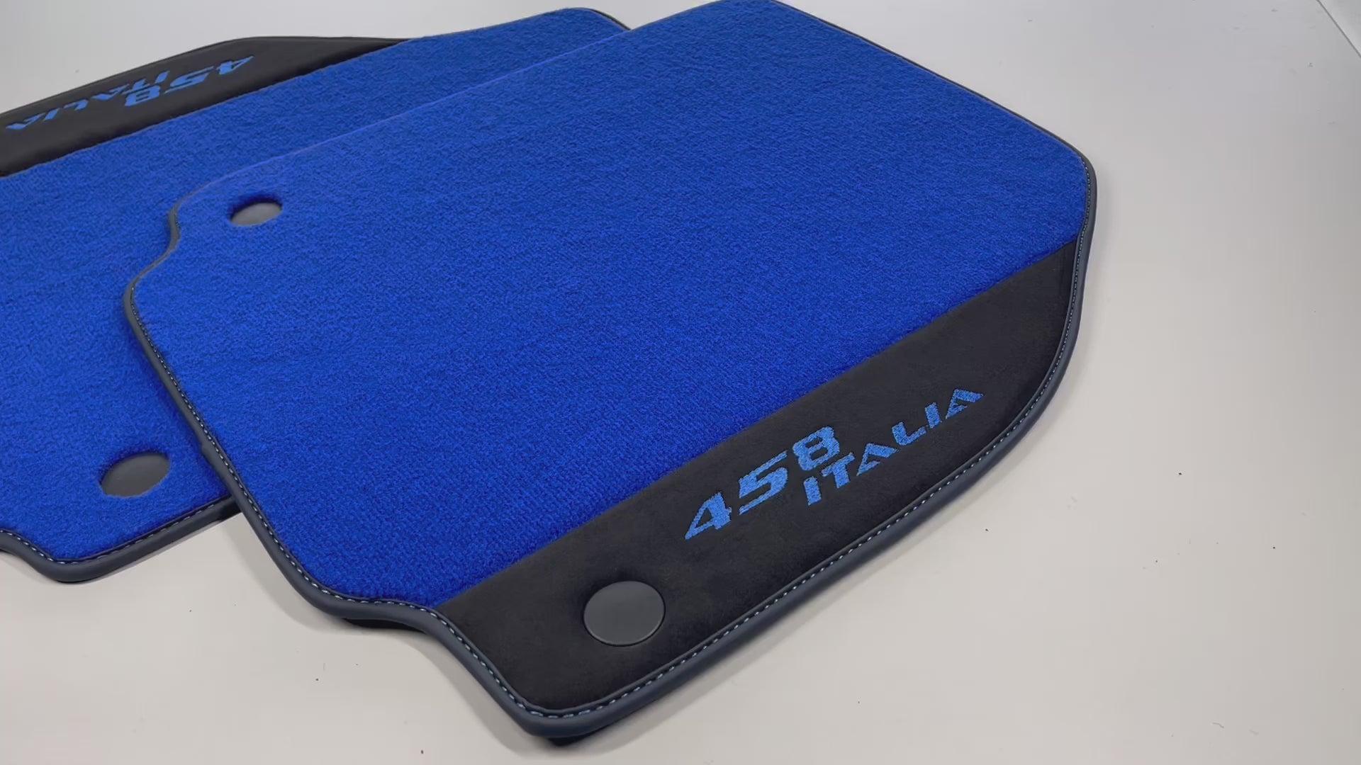 Blue Floor Mats For Ferrari 458 Italia 2009-2015 With Alcantara Leather - AutoWin