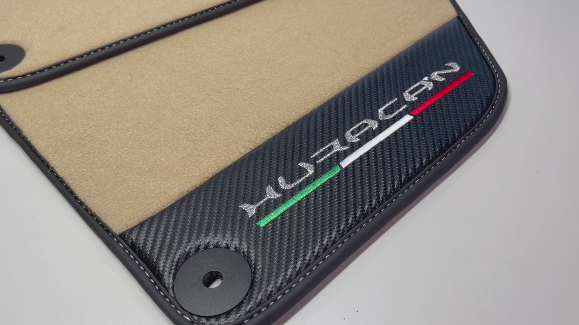 Beige Floor Mats for Lamborghini Huracan With Carbon Fiber Leather - AutoWin.EU
