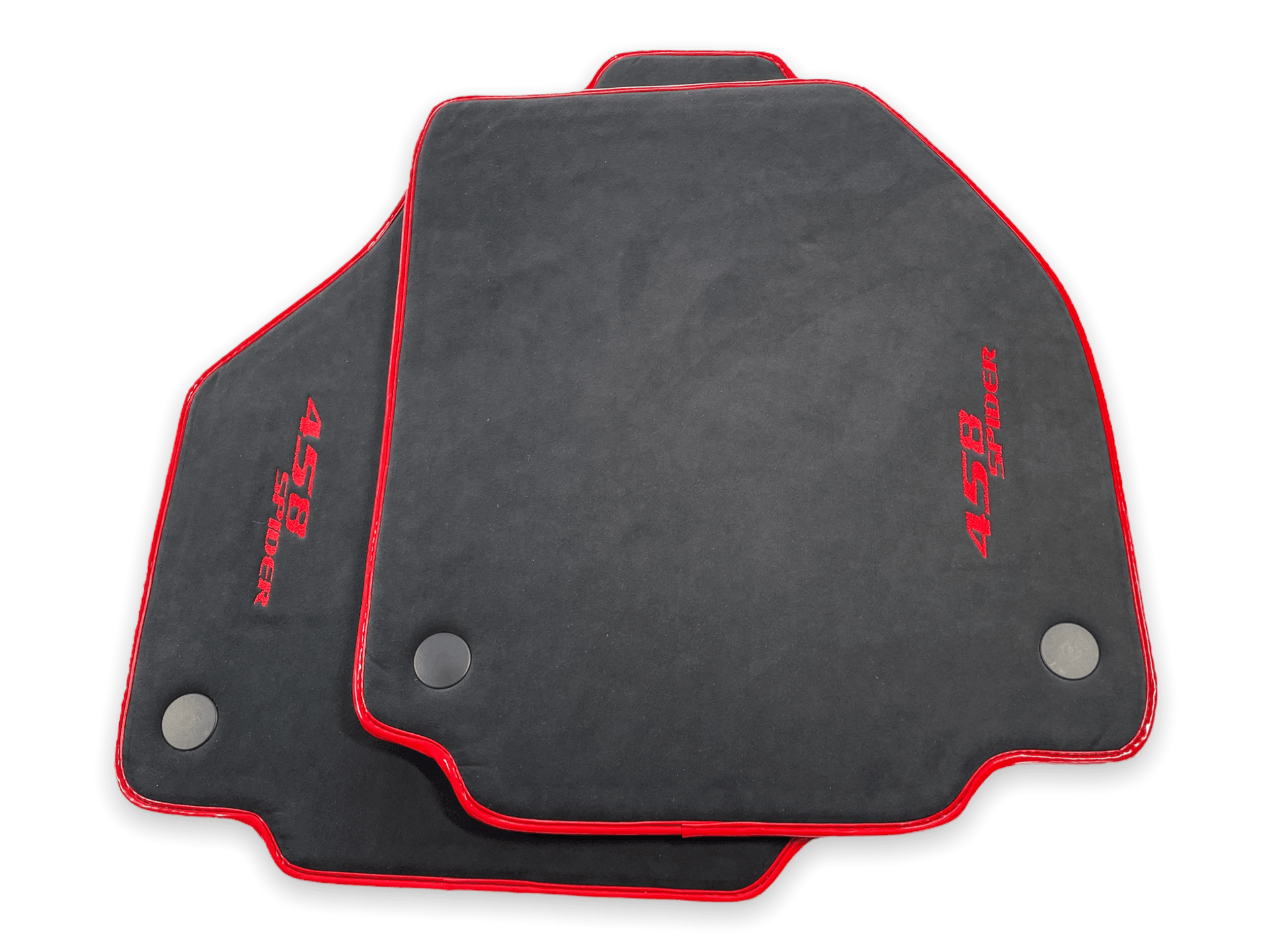Floor Mats For Ferrari 458 Spider (2012-2015) Alcantara Leather Red Trim - AutoWin