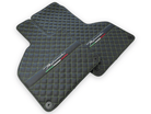 Black Leather Floor Mats for Lamborghini Huracan Perfomante | Green Stitching - AutoWin