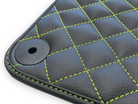 Black Leather Floor Mats for Lamborghini Huracan Perfomante | Green Stitching - AutoWin